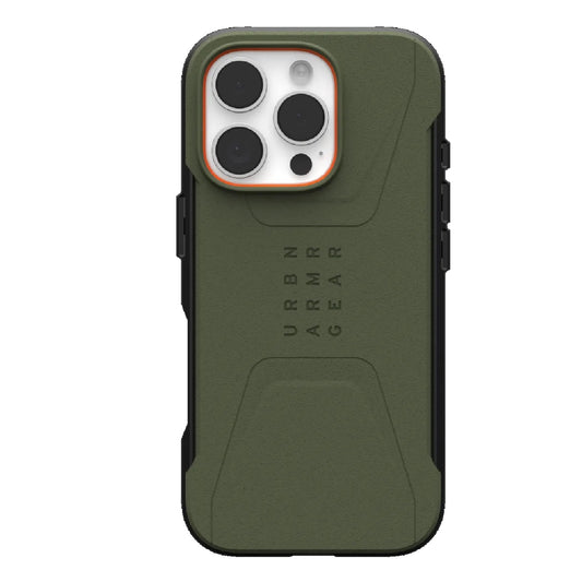 UAG Civilian MagSafe Apple iPhone 16 Pro (6.3') Rugged Case - Olive Drab (114444117272), 20ft. Drop Protection (6M), Tactical Grip, 10 Years Warranty