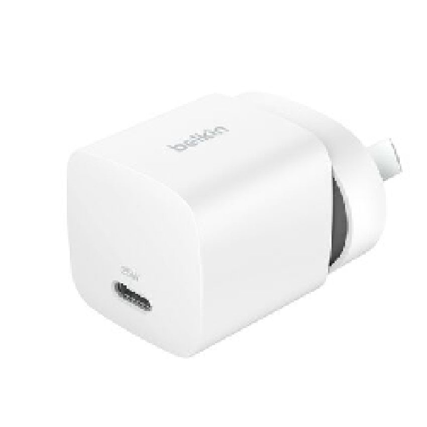 Belkin BoostCharge 25W USB-C PD 3.1 Cubic Wall Charger - White (WCA012auWH),Portable & Powerful,Apple,Samsung,MFI-Certified,CEW $2500,2 Years Warranty
