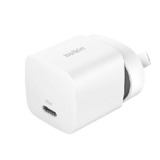 Belkin BoostCharge 25W USB-C PD 3.1 Cubic Wall Charger - White (WCA012auWH),Portable & Powerful,Apple,Samsung,MFI-Certified,CEW $2500,2 Years Warranty