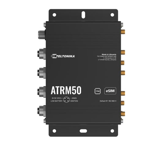 Teltonika ATRM50 5G Router for Transportation, Ultra-High Cellular Speeds, M12 CONNECTORS, DUAL SIM & eSIM, EN 45545-2 and EN 50155, PSU not included