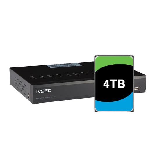 IVSEC NR308XD NVR 8 CHANNELS 12MP 8 x POE PORTS 1 BAY H265 4KHDMI IVS 4TB INSTAL