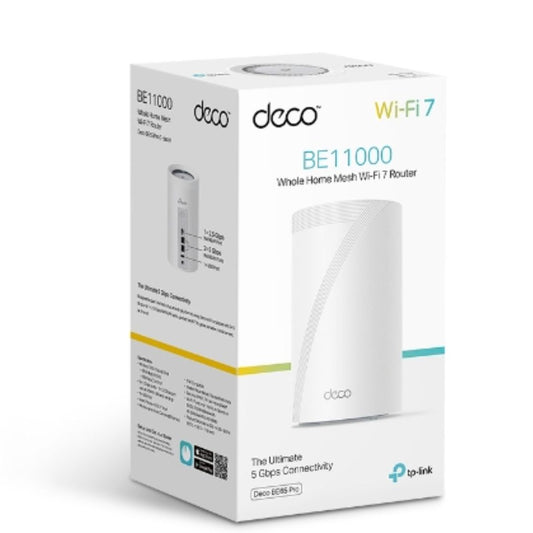 TP-Link Deco BE65 Pro(1-pack) BE11000 Whole Home Mesh WiFi 7 System , 688 Mbps at 2.4 GHz + 4320 Mbps at 5 GHz + 5760 Mbps at 6 GHz