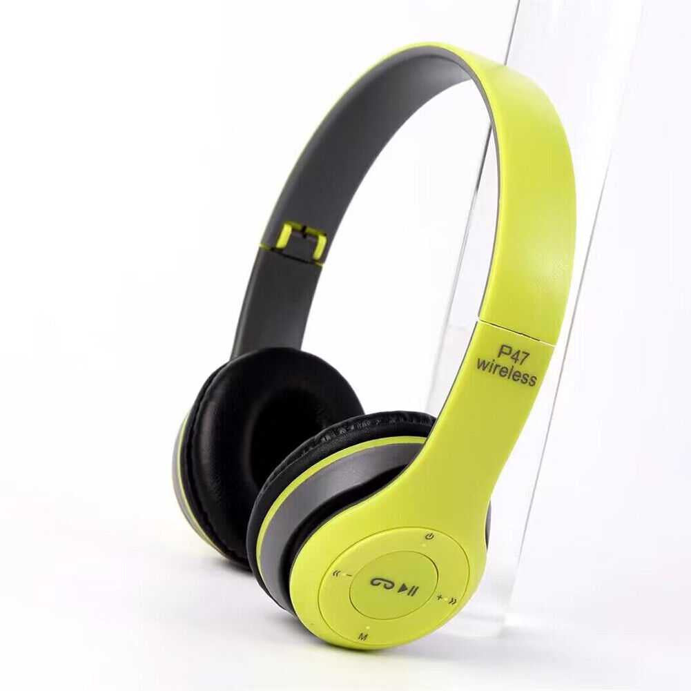 Noise Cancelling Wireless Headphones Bluetooth 5 earphone headset with Mic -Green