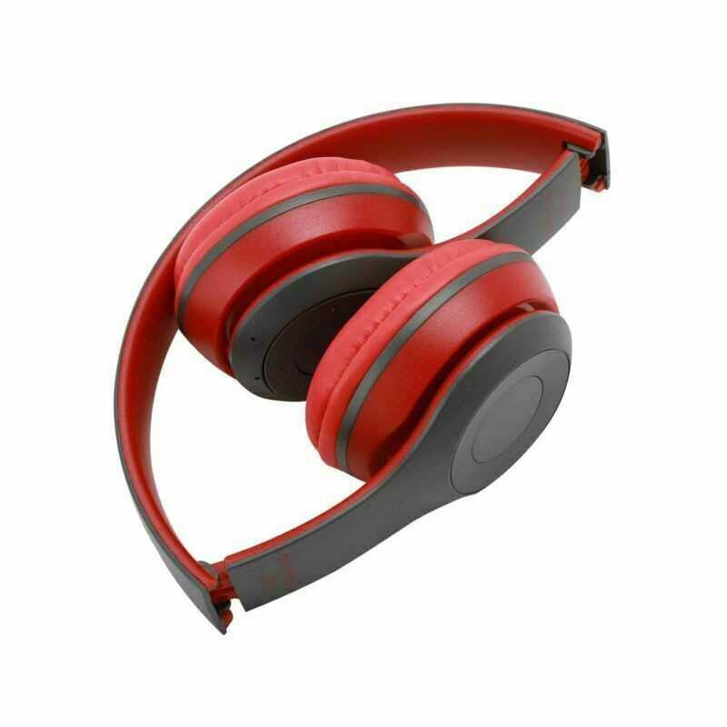 Noise Cancelling Wireless Headphones Bluetooth 5 earphone headset with Mic -Red