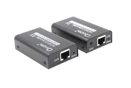 Oxhorn HDMI Extender over Ethernet 1080p HDCP 1.2 FHD up to 60m with PoE function alloy casing Black 2 year warranty
