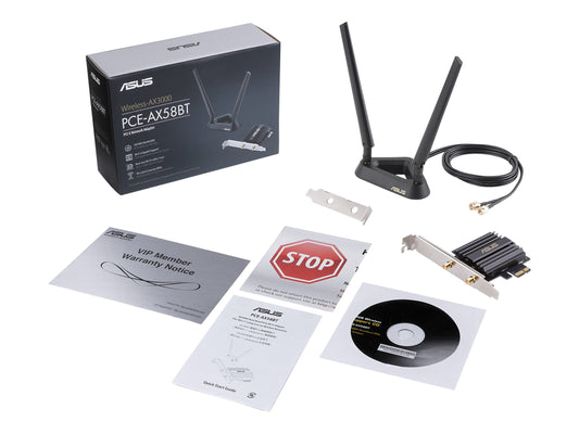 ASUS AX3000 PCIe WIRELESS ADAPTER, DUAL BAND, BT5.0, EXT ANT(2), 3YR WTY