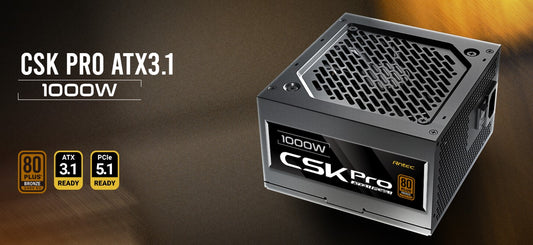 Antec CSK1000 PRO Sem-Modular ATX 3.1, PCI-E 5.1 for 4090, 5090 & 7900, 9070 High Quality Jap Capacitors, Performance and Reliability, PSU