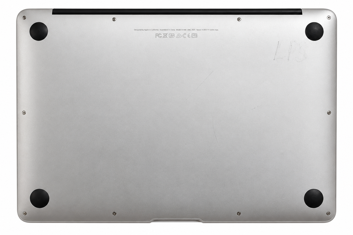 Apple MacBook Air 2017 actual unit underside showing cosmetic condition