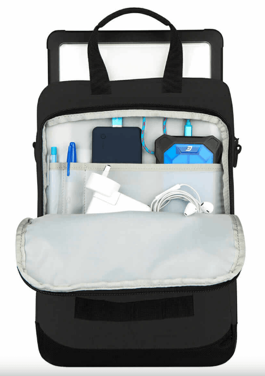 STM (ACE VERTICAL SUPER CARGO) LAPTOP SHOULDERBAG, FITS UP TO 11", BLACK , 3YR WTY