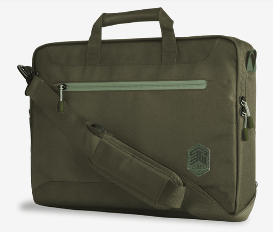 STM (ECO BRIEF) LAPTOP SHOULDERBAG, FITS UP TO 16", OLIVE , 3YR WTY