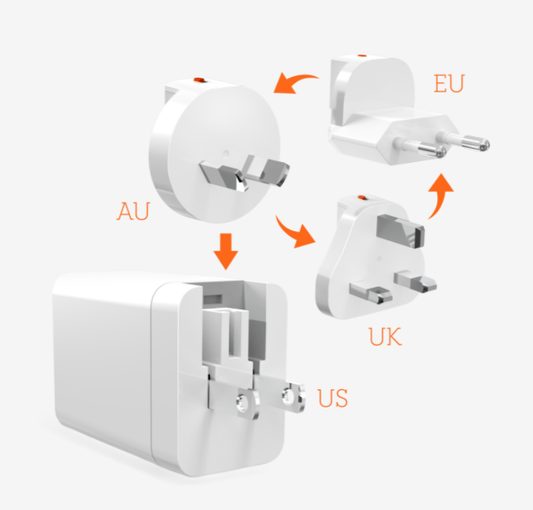 STM 65W  THREE PORT (3x USB-C & 1x USB-A) POWER ADAPTER  (UNIV) - WHITE