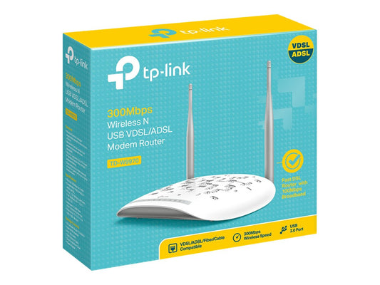 TP-LINK 300MBPS WIRELESS N VDSL/ADSL USB MODEM ROUTER, BROADCOM, 10/100 RJ45 PORTS(4), 3YR