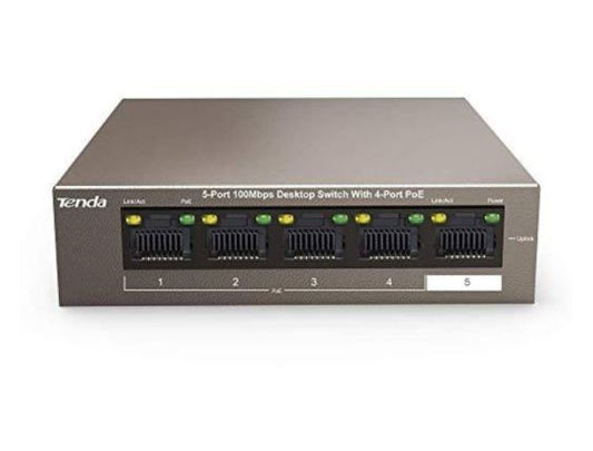 TENDA (TEF1105P-4-63W)  5-Port 10/100Mbps Desktop Switch with 4-Port PoE+