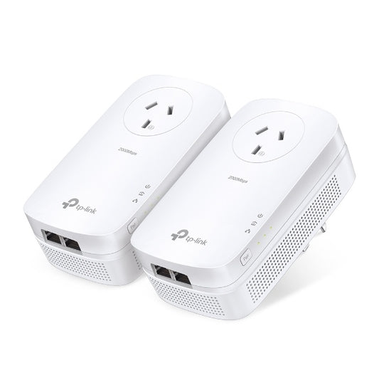 TP-LINK AV2000 GIGABIT PASSTHROUGH POWERLINE STARTER KIT, GbE(2), 2X2 MIMO, 3YR