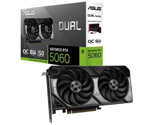 ASUS nVidia GeForce DUAL-RTX5060-O8G RTX5060 8GB GDDR7 OC Edition 2535MHz Boost Clock, RAM 28Gbps, 623 AI TOPs, Digital Max Resolution 7680 x 4320