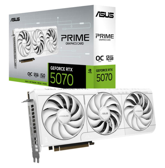 ASUS nVidia GeForce PRIME-RTX5070-O12G-WHITE RTX5070 2557MHz Boost Clock, RAM 28Gbps, 1005 AI TOPs, Digital Max Resolution 7680 x 4320