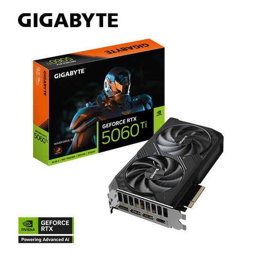 Gigabyte GeForce RTX™ 5060 Ti WINDFORCE 8G, 2572 MHz, CUDA TBD, 28 Gbps, GDDR7, 128 bit, PCI-E 5.0, PSU 650W, DisplayPort 2.1b *3 HDMI 2.1b *1