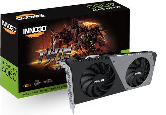 INNO3D nVidia GeForce RTX 4060 TWIN X2 V2 8G GDDR6, 2460MHz Boost Clock, RAM 17Gbps, 3xDP+HDMI, 250x118x42mm (4060)