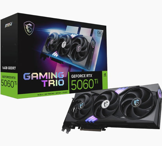 MSI nVidia GeForce RTX™ 5060 Ti 16G GAMING TRIO OC, PCI Express® Gen 5x16, Boost: 2647 MHz, CUDA 4608 Units, 16GB GDDR7, HDMI™ x 1