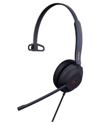 Yealink (UH37 Mono UC) Unified Communications USB Wired Headset, Mono, USB-A, Dual Noise-Cancelling Mic, 35mm Speaker, Busylight & Leather Ear Cushion