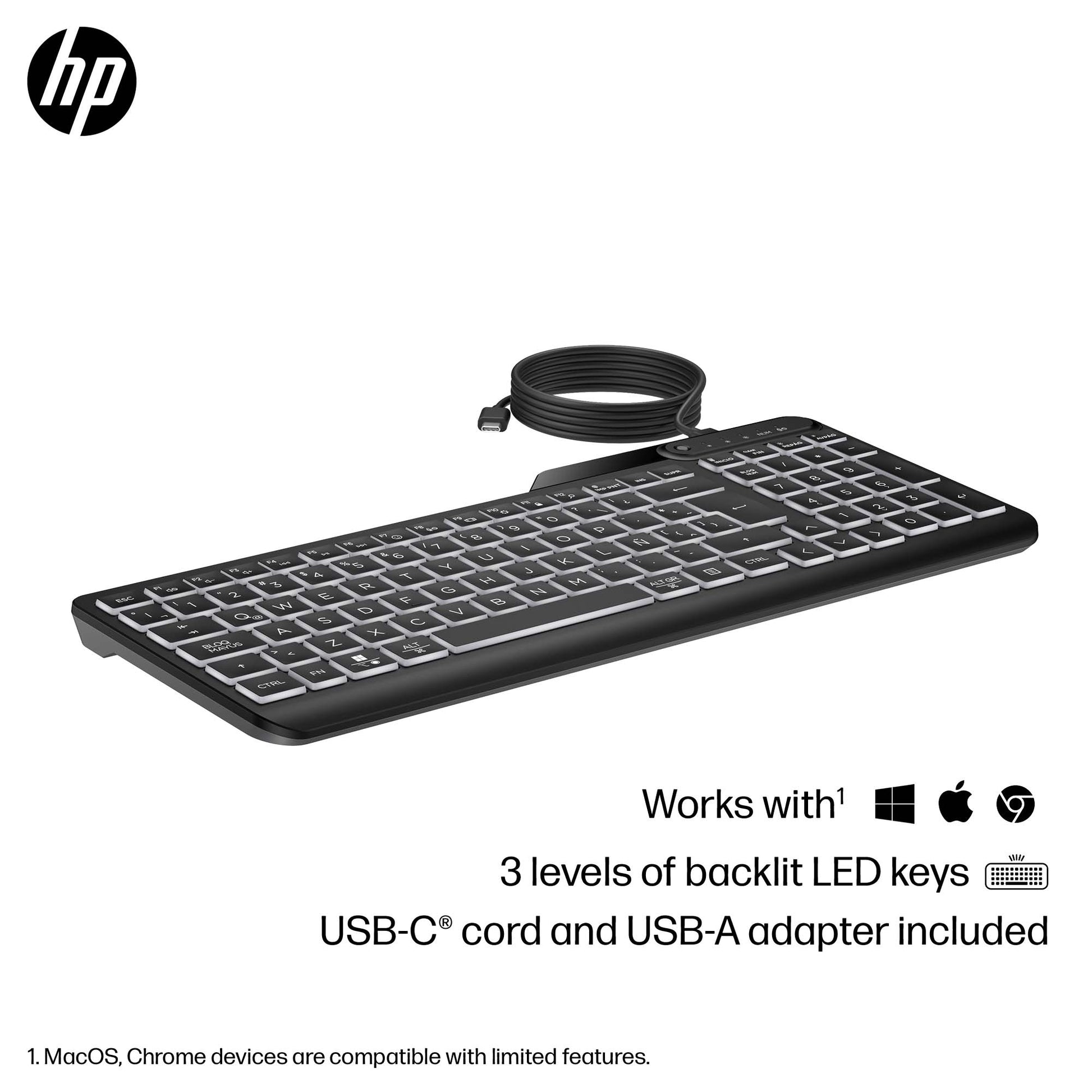 HP 400 Backlit Wired Keyboard