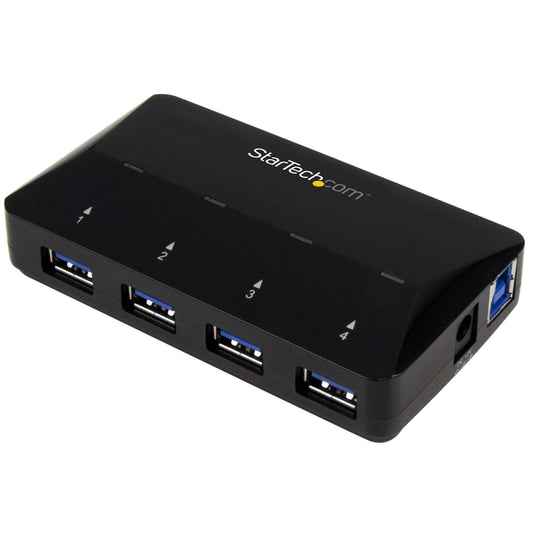 Star Tech 4-Port USB 3.0 Hub plus Dedicated Charging Port - 1 x 2.4A Port~4-Port USB 3.0 Hub (5Gbps) plus Dedicated Charging Port - 1 x 2.4A Port