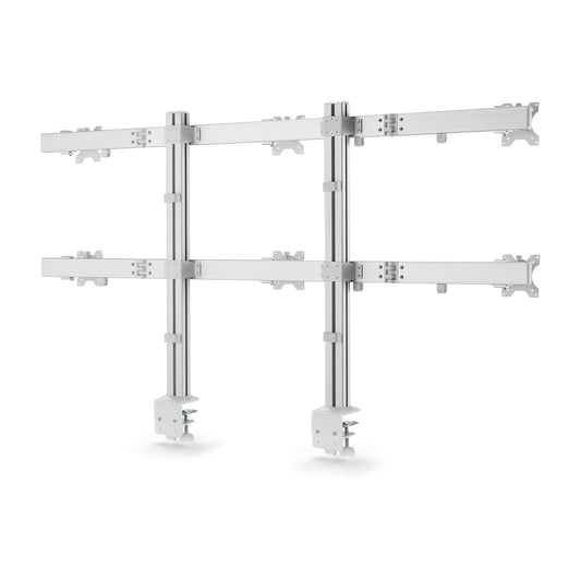 Star Tech Six-Monitor Desk Mount with Crossbar, Up To 32-inch Computer Screens, Max 17.6lb (8kg) each, Dual Column, C-clamp/Grommet, Height Adjustable