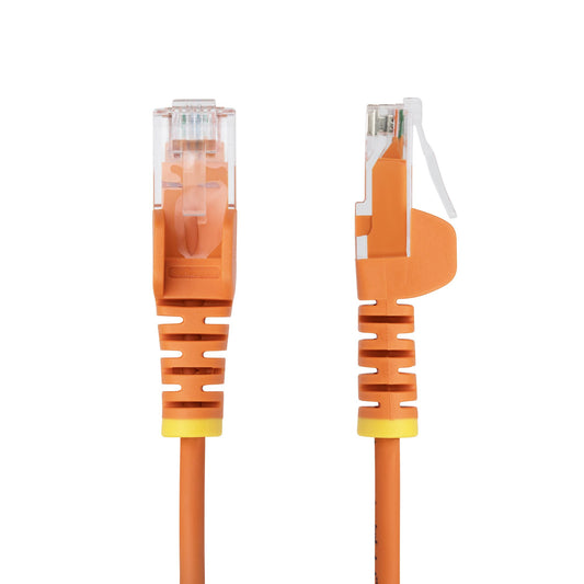 Star Tech 50cm Orange Slim CAT6 Ethernet Cable, Snagless, 100W PoE, UTP, LSZH, 28AWG Pure Bare Copper Wire, Slim RJ45 Network Patch Cord w/Strain Reliefs, Individually Tested