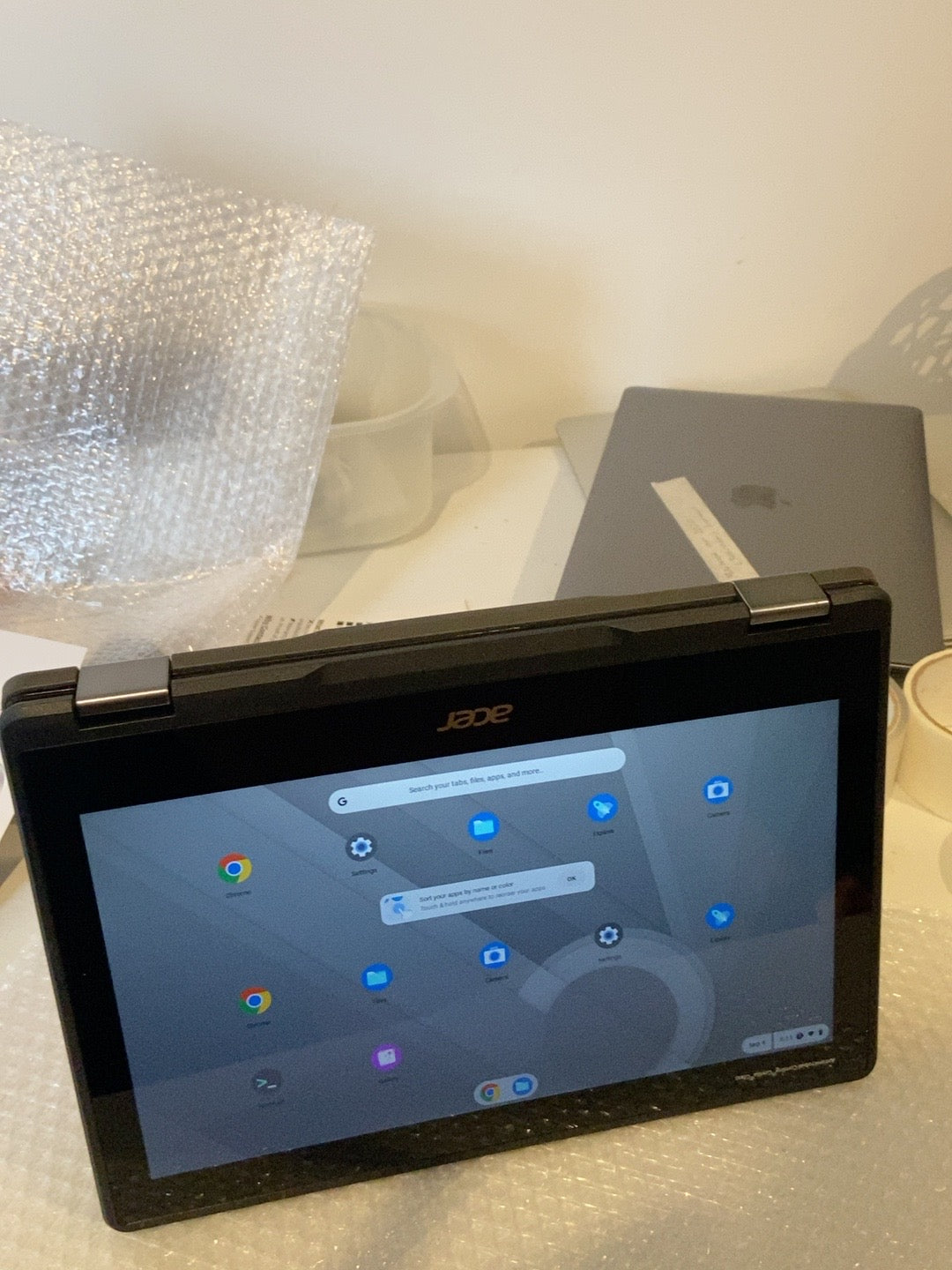 Acer Chromebook Spin 511 R752T-C3M5 folded stand mode showing the 360 degree convertible hinge - actual unit