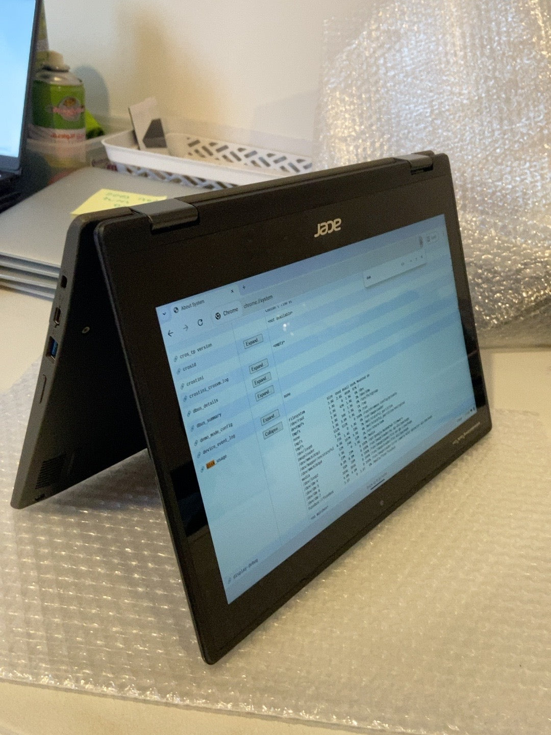 Acer Chromebook Spin 511 R752T-C3M5 tent mode 360 degree convertible view - actual refurbished unit