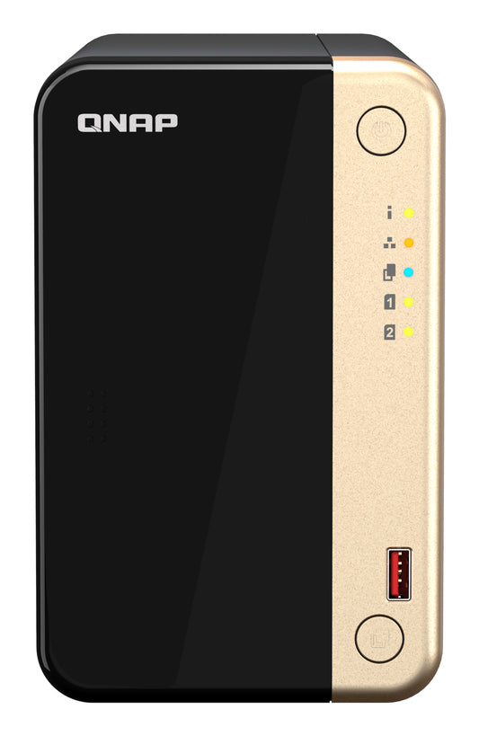 QNAP TS-264-8G, 2-Bay desktop NAS, IntelÂ® CeleronÂ® N5105/N5095 quad-core, 8 GB DDR4 onboard not expandable, 2 x 3.5"/2.5" SATA 6Gb/s drive bays, 2 Yrs WTY