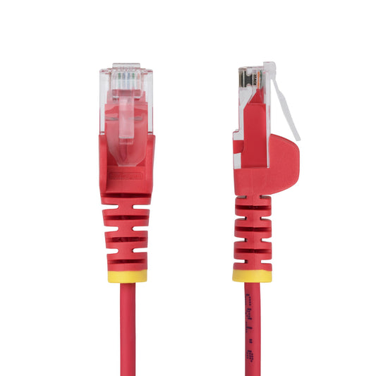 Star Tech 10m Red Slim CAT6 Ethernet Cable, Snagless, 100W PoE, UTP, LSZH, 28AWG Pure Bare Copper Wire, Slim RJ45 Network Patch Cord w/Strain Reliefs, Individually Tested