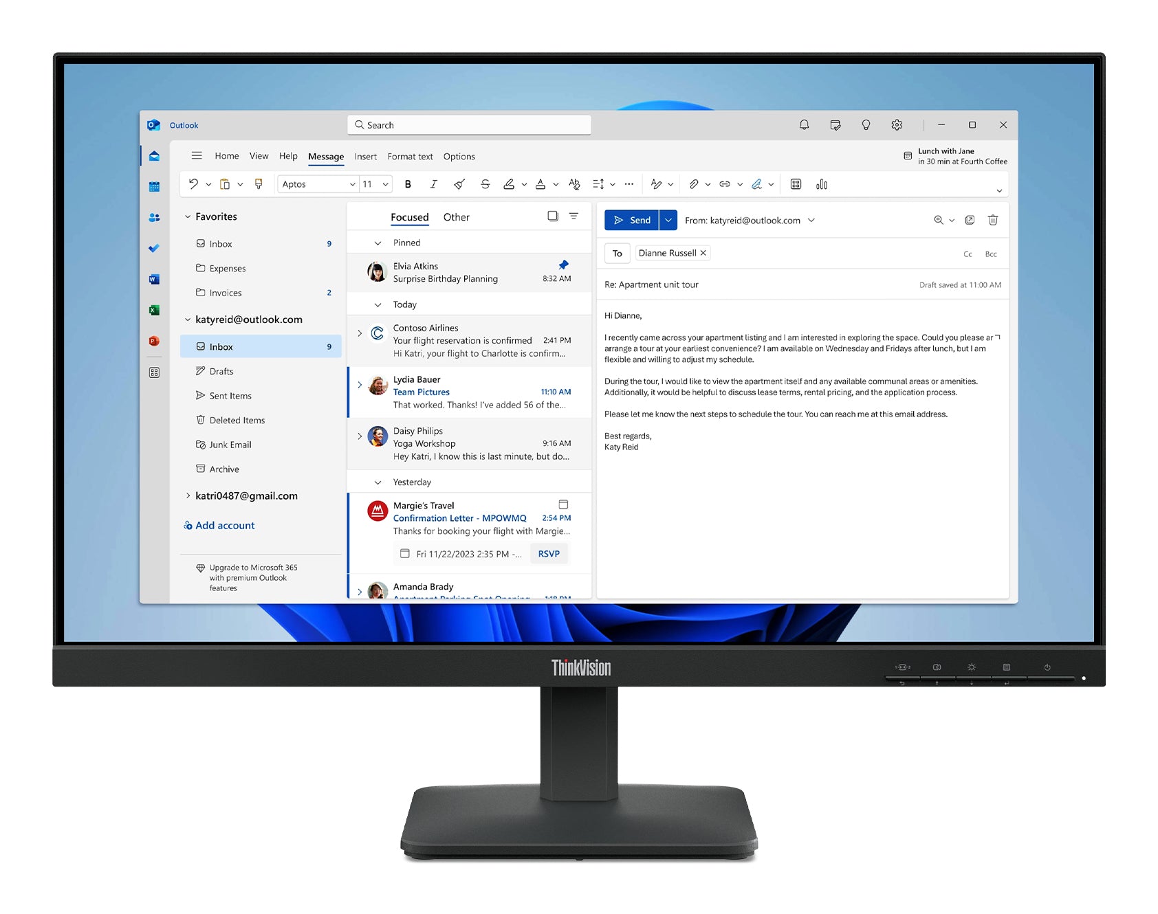 Lenovo ThinkVision S24-4e computer monitor 60.5 cm (23.8") 1920 x 1080 pixels Full HD LED Black product image