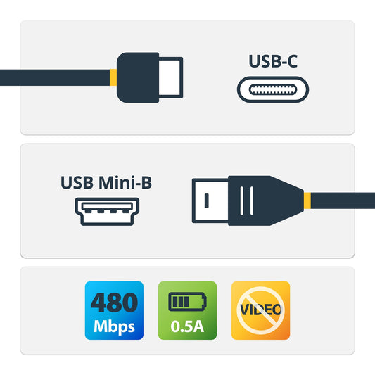 Star Tech USB-C to Mini-USB Cable - M/M - 2 m (6 ft.) - USB 2.0