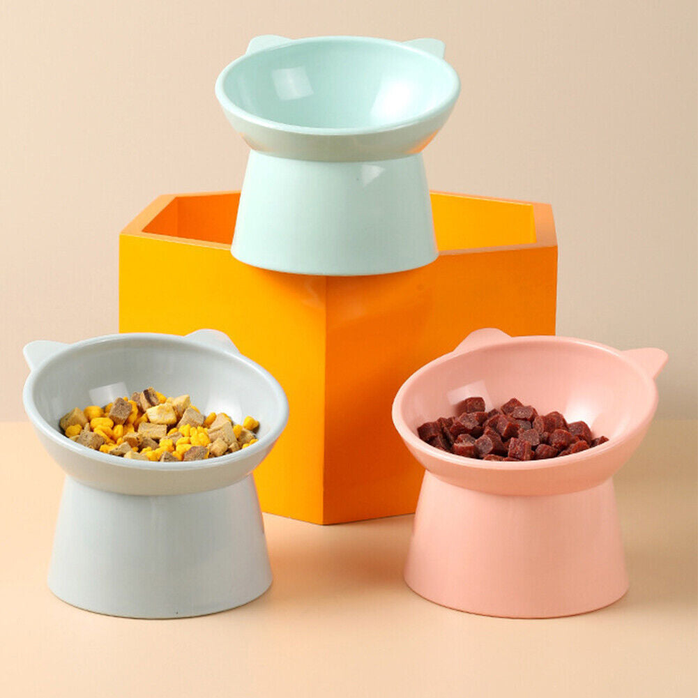 Tilted Raised Cat Food Bowl - Ergonomic Design to Reduce Vomiting for Cats and Dogs