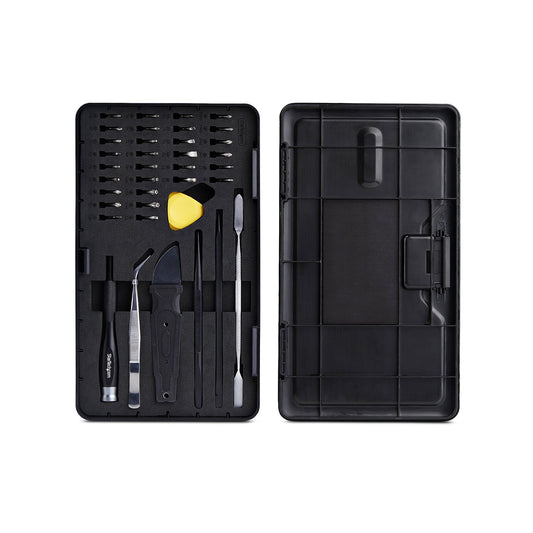 Star Tech 40-Piece Computer Repair Toolkit for Laptop/PC/Electronics/Phone, 30-Bit Precision Screwdriver Set, Removable Lid with Magnetic Pad, Prying Tools