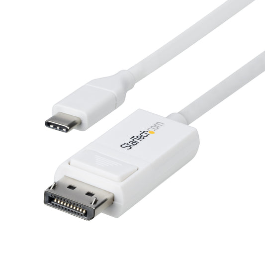 Star Tech 6ft (2m) USB-C to DisplayPort 1.2 Cable, Bidirectional, 4K 60Hz, White Video Adapter Cord for Apple MacBook Pro / Air M1 M2 M3 M4, Mac Mini / Studio, Thunderbolt Compatible