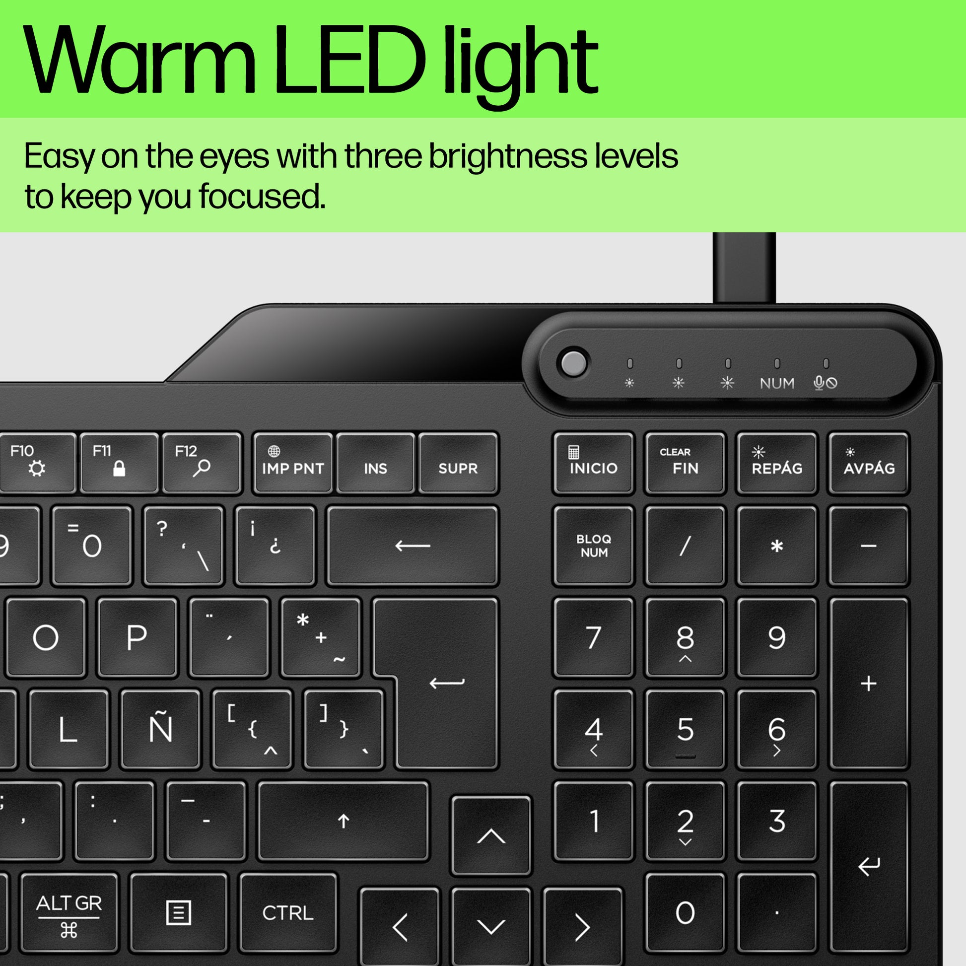 HP 405 Multi-Device Backlit Wired Keyboard