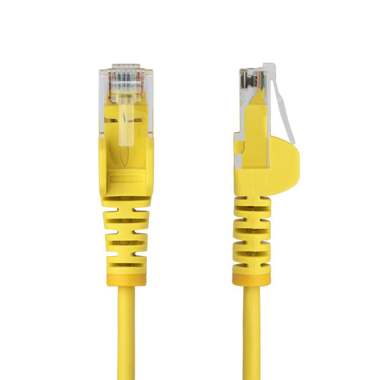 Star Tech 50cm Yellow Slim CAT6 Ethernet Cable, Snagless, 100W PoE, UTP, LSZH, 28AWG Pure Bare Copper Wire, Slim RJ45 Network Patch Cord w/Strain Reliefs, Individually Tested