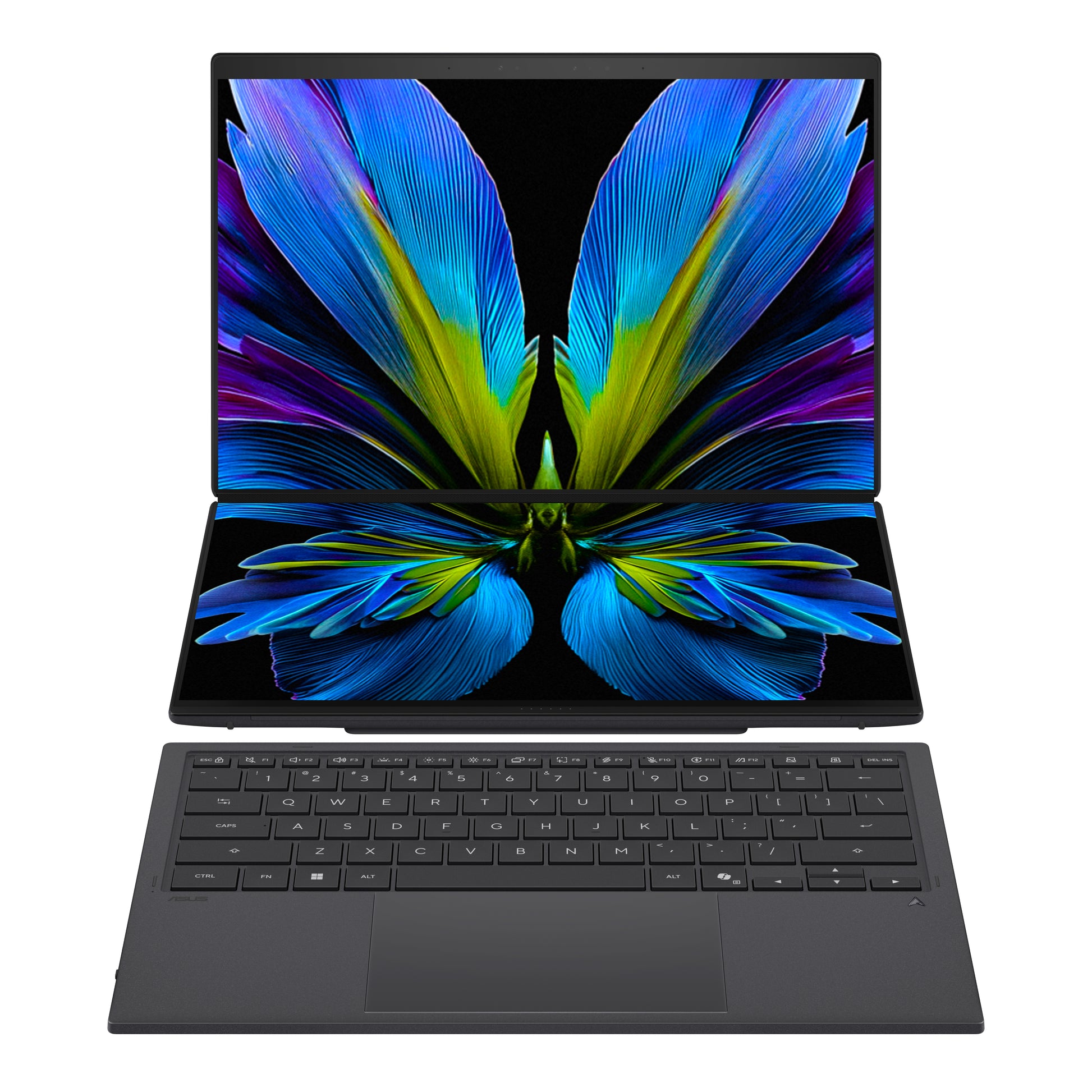 ASUS Zenbook Duo UX8407AA-SN999W Copilot+ PC Intel Core Ultra X7 358H Hybrid (2-in-1) 35.6 cm (14") Touchscreen 3K 32 GB LPDDR5x-SDRAM 1 TB SSD Wi-Fi 7 (802.11be) Windows 11 Home Grey product image