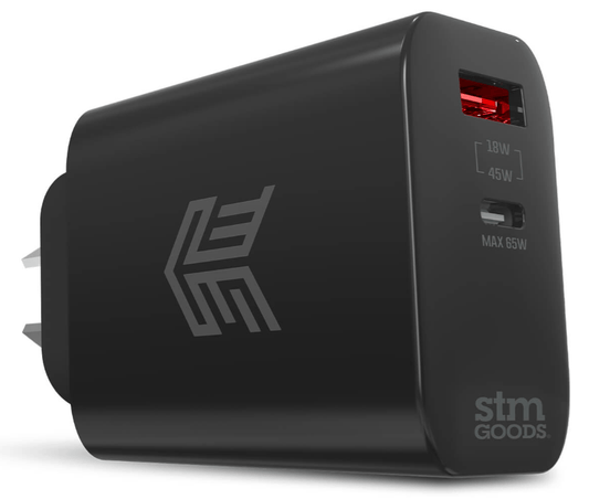STM 65W DUAL PORT (USB-C & USB-A) POWER ADAPTER (AUNZ) - BLACK **SOH ONLY***