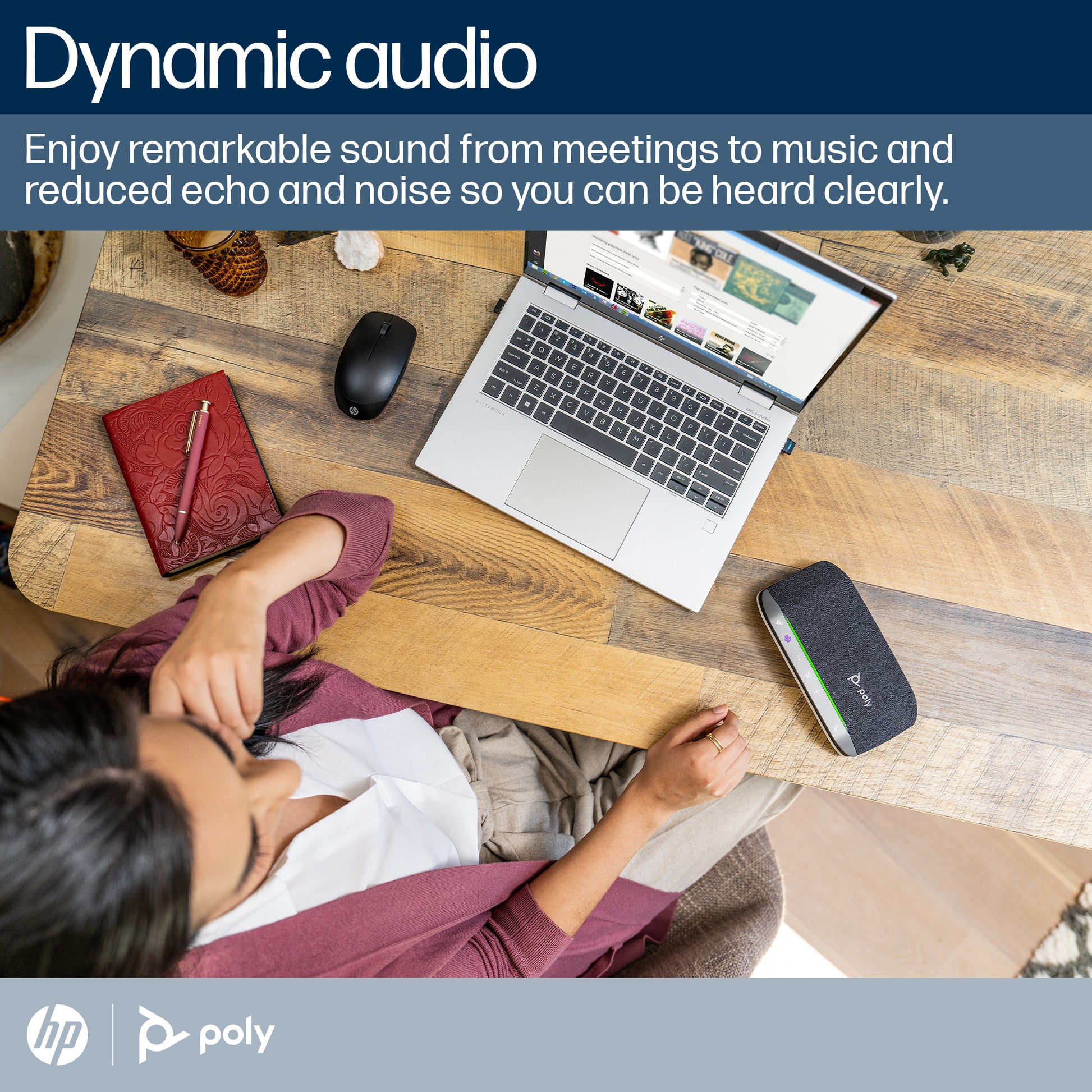HP Poly Sync 20+M Speakerphone +USB-A to USB-C Cable +BT700 dongle +Pouch