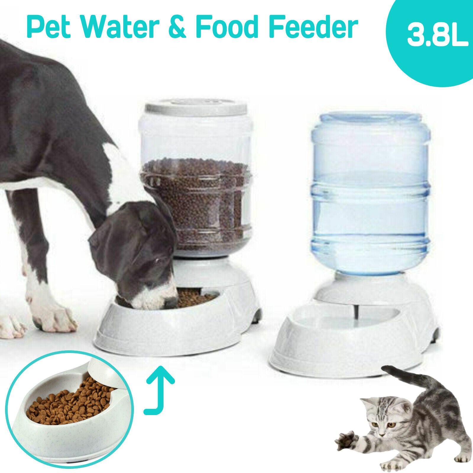 3.8L Automatic Pet Water and Food Dispenser for Dogs, Cats, and Puppies