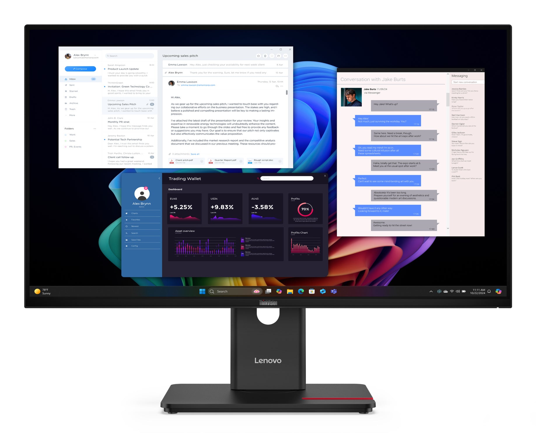 Lenovo ThinkVision T27UD-40 computer monitor 68.6 cm (27") 3840 x 2160 pixels 4K Ultra HD LCD Black product image