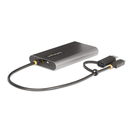 Star Tech USB-C to Dual-HDMI Adapter - USB-C or A to 2x HDMI - 4K 60Hz - 100W Power Delivery Pass-Through - 1ft (30cm) Built-in Cable - USB to HDMI Multi-Monitor Converter for Laptop - TAA