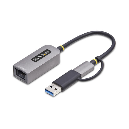 Star Tech 2.5GbE USB-C to Ethernet Adapter with USB-A Converter, NBASE-T NIC, USB 3.0 Type-C 2.5/1G Multi Speed Network, Thunderbolt Compatible, Windows & Mac