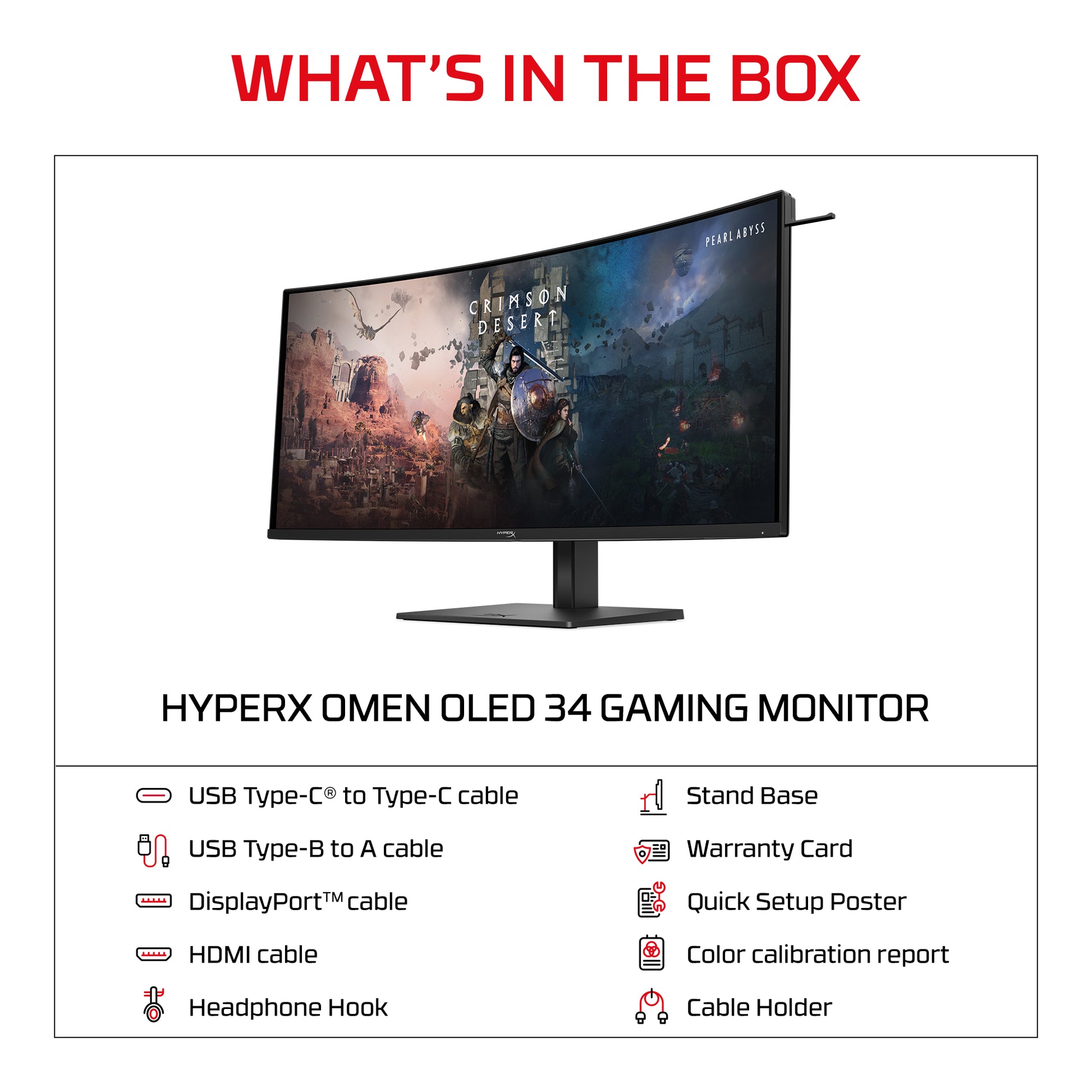 HP HyperX OMEN OLED 34 inch WQHD 360Hz Gaming Monitor - OMEN OLED 34