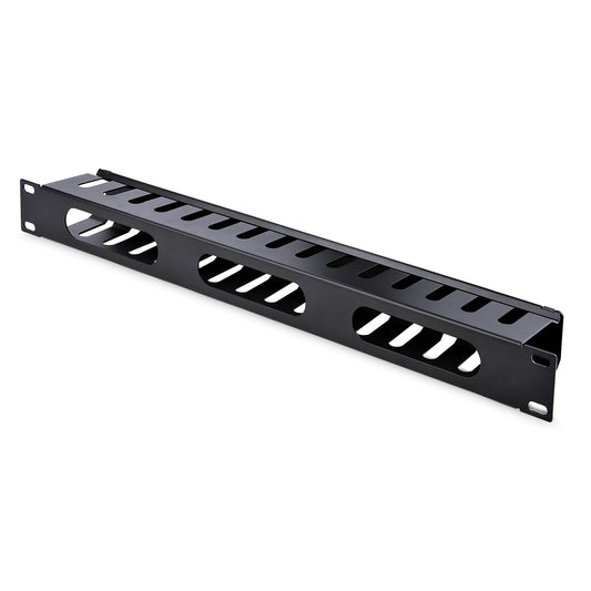 Star Tech Horizontal 1U Server Rack Cable Management Finger Duct w/ Cover - 19" Network Rack Wire Duct Raceway Panel - Slotted Wire Duct