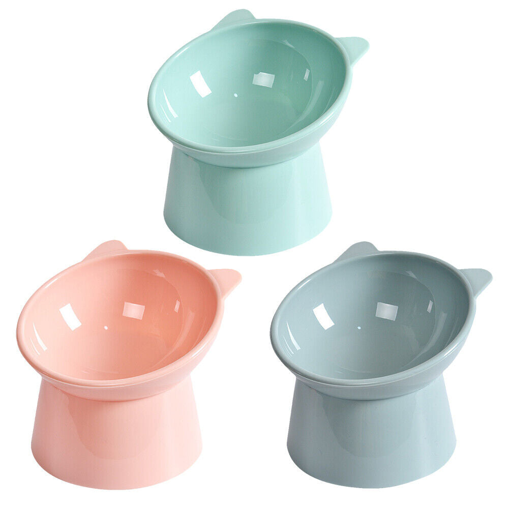 Tilted Raised Cat Food Bowl - Ergonomic Design to Reduce Vomiting for Cats and Dogs