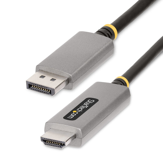 Star Tech 6ft (2m) DisplayPort to HDMI Adapter Cable, 8K 60Hz, 4K 144Hz, HDR10, DP 1.4 to HDMI 2.1 Active Video Converter, DisplayPort Desktop to HDMI Monitor, M/M - DisplayPort to HDMI Cord